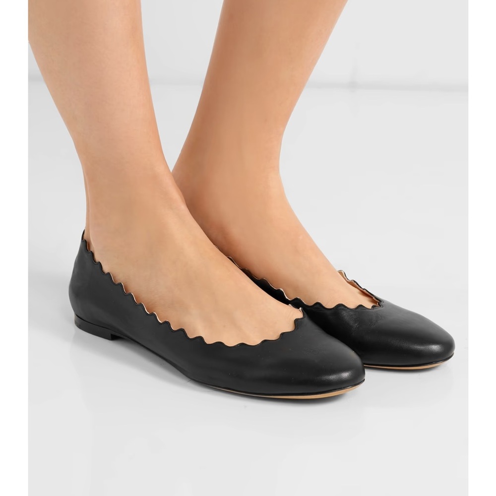 Chloe Lauren Scalloped Ballet Flats sz 37.5